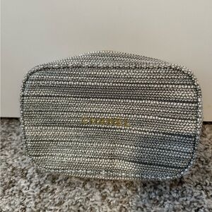 Chanel Black and White Striped Cosmetic Bag